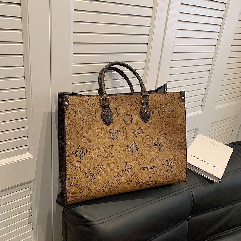 China Tote Bag Large Brown-Coffee-Off White